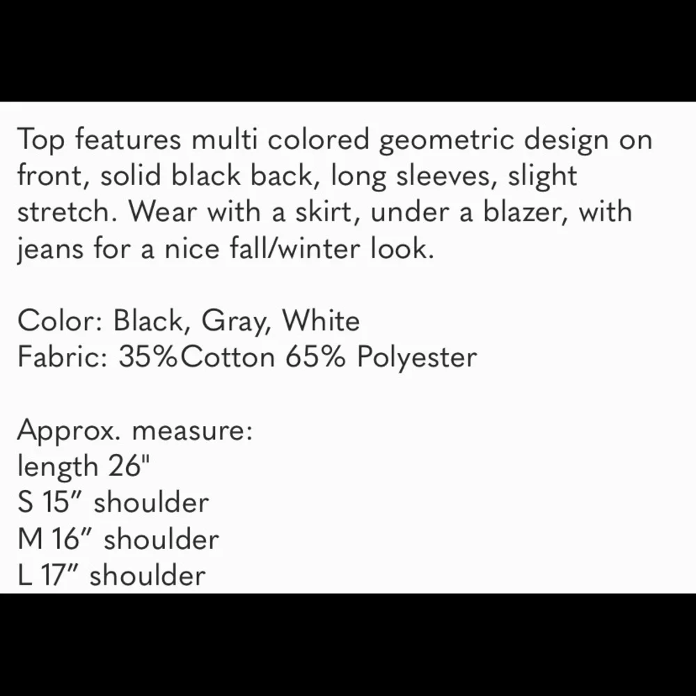 Color block geometric long sleeve top, asymmetrical neckline neutral spring fall - Picture 10 of 12